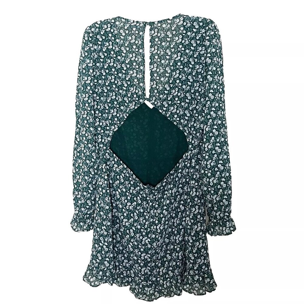 Reformation Elenor Green Ditzy Floral Long Sleeve Mini Dress 12 Cottagecore - Picture 5 of 12